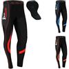 Brisk Bike Pantaloni Ciclismo Uomo - Cool Max Elasticizzato Pantaloni Imbottiti Uomo Ciclismo con Cuciture Flatlock Leggings Termici per Ciclismo, Escursionismo, Sci e Corsa