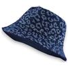 styleBREAKER Cappello Reversibile Donna Denim Stampa Leopardata | Cappello da pescatore 2 in 1 in 100% cotone traspirante, tesa 6 cm, circonferenza 58 cm.