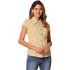Allegra K Donna Top a Pois Vintage a Maniche Corte Camicia Abbottonata
