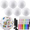 Tisancy 6 pezzi da colorare la tua pallavolo con pennarelli colorati e pompa misura 5 palla bianca per dipingere fai da te kit di pittura artigianale per bambini indoor outdoor Play