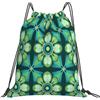 Dusviba Zaino con coulisse con motivo floreale mandala verde acqua | Borsa da palestra leggera in poliestere resistente all'acqua per sport, viaggi, scuola, yoga, spiaggia, shopping