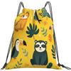 Dusviba Zaino con coulisse Tropical Tiger Bradipo Tucano | Borsa da palestra leggera in poliestere resistente all'acqua per sport, viaggi, scuola, yoga, spiaggia, shopping