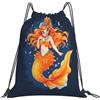 Dusviba Zaino con coulisse a forma di sirena arancione | Borsa da palestra leggera in poliestere resistente all'acqua per sport, viaggi, scuola, yoga, spiaggia, shopping