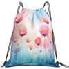 Dusviba Zaino con coulisse e papavero con fiori ad acquerello | Borsa da palestra leggera in poliestere resistente all'acqua per sport, viaggi, scuola, yoga, spiaggia, shopping