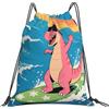 Dusviba Divertente zaino con coulisse con dinosauri oceano | Borsa da palestra leggera in poliestere resistente all'acqua per sport, viaggi, scuola, yoga, spiaggia, shopping