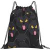 Dusviba Zaino con coulisse con motivo gatto nero divertente | Borsa da palestra leggera in poliestere resistente all'acqua per sport, viaggi, scuola, yoga, spiaggia, shopping