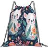 Dusviba Simpatico zaino con coulisse e foglie di koala | Borsa da palestra leggera in poliestere resistente all'acqua per sport, viaggi, scuola, yoga, spiaggia, shopping