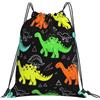 Dusviba Zaino con coulisse a forma di dinosauro disegnato a mano | Borsa da palestra leggera in poliestere resistente all'acqua per sport, viaggi, scuola, yoga, spiaggia, shopping