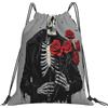 Dusviba Zaino con coulisse astratto scheletro rose rosse | Borsa da palestra leggera in poliestere resistente all'acqua per sport, viaggi, scuola, yoga, spiaggia, shopping