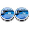 Arapaima Beitia Confezione doppia Precision 2 x 250 palline Norica Match 5,5 mm .22 tiro | 500 palline Match a testa piatta, 0,84 g, in 2 lattine metalliche per aria compressa e CO₂, calibro 5,5 mm