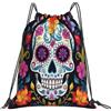 Dusviba Zaino con coulisse colorato con teschio di zucchero | Borsa da palestra leggera in poliestere resistente all'acqua per sport, viaggi, scuola, yoga, spiaggia, shopping