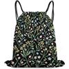 Morbuy 35x42cm Sacca Sportiva Impermeabile Zaino a Sacco (Floreale) | Zaino Traspirante Motivo Foglie Giungla, Leggero Grande Capacità Coulisse Sportivo, per Palestra, Scuola, Viaggi, Uomo Donna