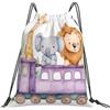 Dusviba Zaino con coulisse a forma di elefante, giraffa, leone | Borsa da palestra leggera in poliestere resistente all'acqua per sport, viaggi, scuola, yoga, spiaggia, shopping