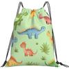 Dusviba Zaino con coulisse con dinosauri del fumetto dell'acquerello | Borsa da palestra leggera in poliestere resistente all'acqua per sport, viaggi, scuola, yoga, spiaggia, shopping