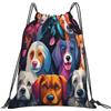 Dusviba Zaino con coulisse con stampa di animali e cani car | Borsa da palestra leggera in poliestere resistente all'acqua per sport, viaggi, scuola, yoga, spiaggia, shopping