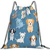 Dusviba Zaino con coulisse con motivo di cani adorabili | Borsa da palestra leggera in poliestere resistente all'acqua per sport, viaggi, scuola, yoga, spiaggia, shopping