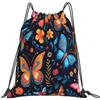 Dusviba Zaino etnico colorato farfalla fiore coulisse | Borsa da palestra leggera in poliestere resistente all'acqua per sport, viaggi, scuola, yoga, spiaggia, shopping