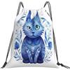 Dusviba Zaino con coulisse etnico astratto gatto | Borsa da palestra leggera in poliestere resistente all'acqua per sport, viaggi, scuola, yoga, spiaggia, shopping
