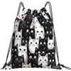 Dusviba Zaino con coulisse astratto gatto bianco nero | Borsa da palestra leggera in poliestere resistente all'acqua per sport, viaggi, scuola, yoga, spiaggia, shopping