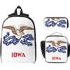 CNTDBU Iowa State Flag Zaino Set-3-in-1 Borsa da viaggio Lunch Bag Storage Pouch | Oxford 600d impermeabile e resistente. Adatto per laptop da 15 pollici. Ideale per il lavoro.