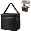 Prleqpro Borsa termica pieghevole da 10 l, in tessuto Oxford impermeabile, borsa frigo portatile con tracolla e tasche in rete, ideale per picnic, campeggio, viaggi, ufficio e attività all'aperto