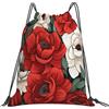 Dusviba Zaino con coulisse con motivo etnico floreale retrò | Borsa da palestra leggera in poliestere resistente all'acqua per sport, viaggi, scuola, yoga, spiaggia, shopping