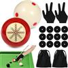 Generic Set di 2 palline da biliardo, 2 1 10,2 cm, set di accessori per tavolo da biliardo per principianti e professionisti, include 3 guanti per dita, adesivi, borse per il trasporto, facili da riporre e