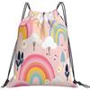 Dusviba Zaino con coulisse con motivo floreale e albero arcobaleno | Borsa da palestra leggera in poliestere resistente all'acqua per sport, viaggi, scuola, yoga, spiaggia, shopping