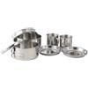 Caswynlife Set di pentole da campeggio in acciaio inossidabile | 410 pentole resistenti alla ruggine e ciotole, kit di cucina portatile all'aperto per escursioni, picnic