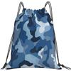 Dusviba Zaino con coulisse classico blu mimetico | Borsa da palestra leggera in poliestere resistente all'acqua per sport, viaggi, scuola, yoga, spiaggia, shopping