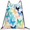 Dusviba Zaino con coulisse con motivo farfalla colorata ad acquerello | Borsa da palestra leggera in poliestere resistente all'acqua per sport, viaggi, scuola, yoga, spiaggia, shopping