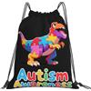 Dusviba Zaino con coulisse con dinosauro colorato autismo | Borsa da palestra leggera in poliestere resistente all'acqua per sport, viaggi, scuola, yoga, spiaggia, shopping