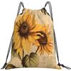 Dusviba Zaino con coulisse stile vintage con api e girasoli | Borsa da palestra leggera in poliestere resistente all'acqua per sport, viaggi, scuola, yoga, spiaggia, shopping