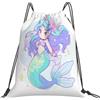 Dusviba Zaino con coulisse con motivo a stelle e sirena | Borsa da palestra leggera in poliestere resistente all'acqua per sport, viaggi, scuola, yoga, spiaggia, shopping