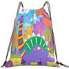Dusviba Zaino con coulisse colorato con dinosauri del fumetto | Borsa da palestra leggera in poliestere resistente all'acqua per sport, viaggi, scuola, yoga, spiaggia, shopping