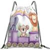 Dusviba Zaino con coulisse, elefante, koala, leone | Borsa da palestra leggera in poliestere resistente all'acqua per sport, viaggi, scuola, yoga, spiaggia, shopping