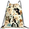 Dusviba Zaino vintage con coulisse per cani disegnati a mano | Borsa da palestra leggera in poliestere resistente all'acqua per sport, viaggi, scuola, yoga, spiaggia, shopping