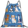 Dusviba Zaino con coulisse con motivo di cani di varie razze | Borsa da palestra leggera in poliestere resistente all'acqua per sport, viaggi, scuola, yoga, spiaggia, shopping