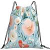 Dusviba Zaino con coulisse fiore bianco rosso primavera | Borsa da palestra leggera in poliestere resistente all'acqua per sport, viaggi, scuola, yoga, spiaggia, shopping