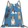 Dusviba Zaino con coulisse con motivo cane adorabile | Borsa da palestra leggera in poliestere resistente all'acqua per sport, viaggi, scuola, yoga, spiaggia, shopping