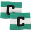 Garneck 2 Pezzi Bracciale Capitano Squadra Calcio Regolabile, Elastico | Nylon Verde e Bianco, Chiusura a Strappo e Bordi Cuciti, per Club e Allenamento
