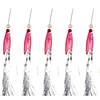 Risveglio Sabiki - Set di 5 esche da pesca con 5 ganci, in acciaio ad alto | Cavo per acqua salata per aringhe e spigole, 150 cm, per linea principale con perline luminose e per lampeggiatore a testa