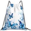 Dusviba Zaino Blu Farfalla Fiori Coul | Borsa da palestra leggera in poliestere resistente all'acqua per sport, viaggi, scuola, yoga, spiaggia, shopping