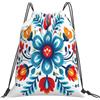 Dusviba Zaino con coulisse a fiori in stile etnico | Borsa da palestra leggera in poliestere resistente all'acqua per sport, viaggi, scuola, yoga, spiaggia, shopping