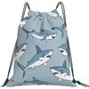 Dusviba Zaino con coulisse e squalo oceano | Borsa da palestra leggera in poliestere resistente all'acqua per sport, viaggi, scuola, yoga, spiaggia, shopping