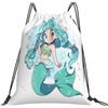 Dusviba Zaino con coulisse con motivo sirena oceano carino | Borsa da palestra leggera in poliestere resistente all'acqua per sport, viaggi, scuola, yoga, spiaggia, shopping