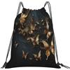 Dusviba Zaino con coulisse motivo farfalla dorata | Borsa da palestra leggera in poliestere resistente all'acqua per sport, viaggi, scuola, yoga, spiaggia, shopping