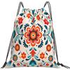 Dusviba Zaino con coulisse etnico mandala fiore foglie | Borsa da palestra leggera in poliestere resistente all'acqua per sport, viaggi, scuola, yoga, spiaggia, shopping