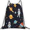 Dusviba Zaino con coulisse Space Universe Astronaut Planets | Borsa da palestra leggera in poliestere resistente all'acqua per sport, viaggi, scuola, yoga, spiaggia, shopping