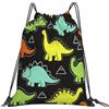 Dusviba Zaino con coulisse carino dinosauro disegnato a mano | Borsa da palestra leggera in poliestere resistente all'acqua per sport, viaggi, scuola, yoga, spiaggia, shopping